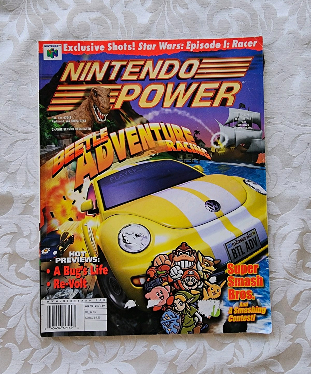 Nintendo Power April 1999 Issue 119 N64 Cover Beetle Adventure Racing, w/POSTER